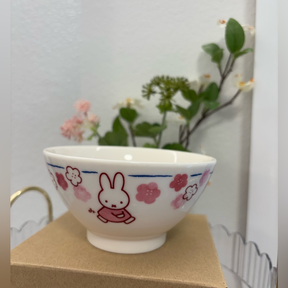 Cute Miffy🐰💗and🌸Floral Ceramic Bowl